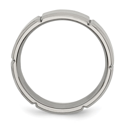 Buy 8mm Chisel Titanium Band - Stylish Grooved Beveled Edge, High-Quality Finish