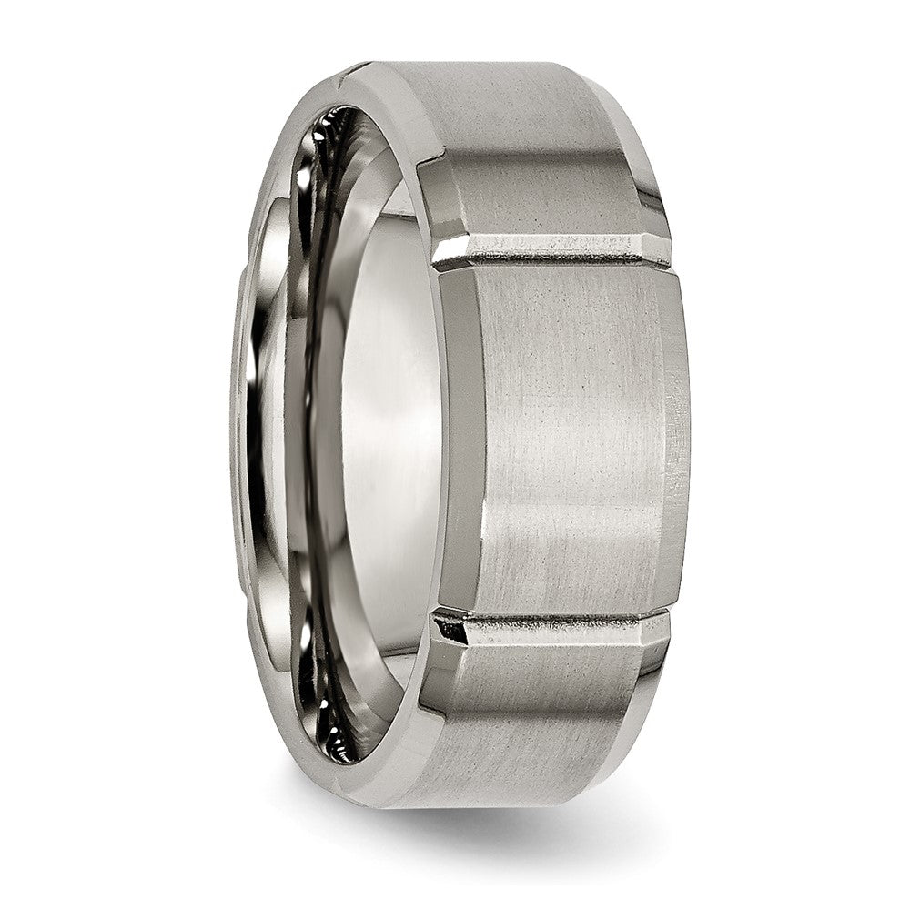 Buy 8mm Chisel Titanium Band - Stylish Grooved Beveled Edge, High-Quality Finish