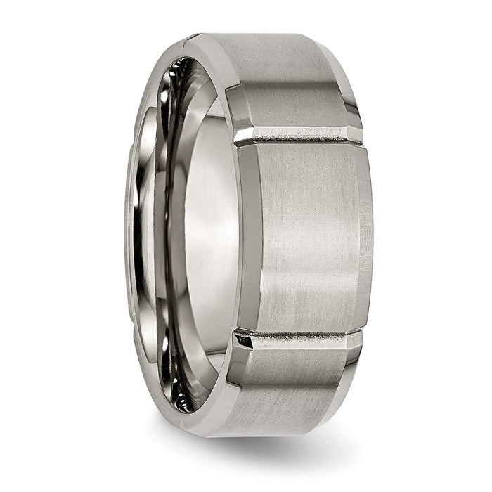 Buy Chisel 8mm Titanium Band - Stylish Grooved Beveled Edge, Lightweight Design-4