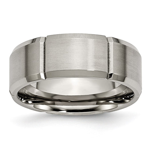 Buy 8mm Chisel Titanium Band - Stylish Grooved Beveled Edge, High-Quality Finish