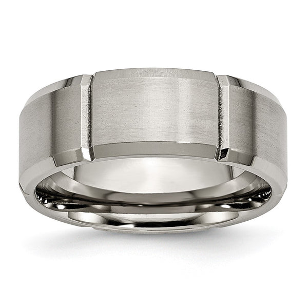 Chisel 8mm Titanium Band - Grooved Beveled Edge, Lightweight