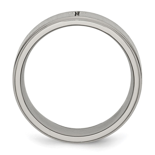 8mm Brushed Titanium Cross Band with Ridged Edges