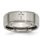 High-Quality 8mm Brushed Titanium Cross Band - Stylish Ridged Edges, Affordable Price-1