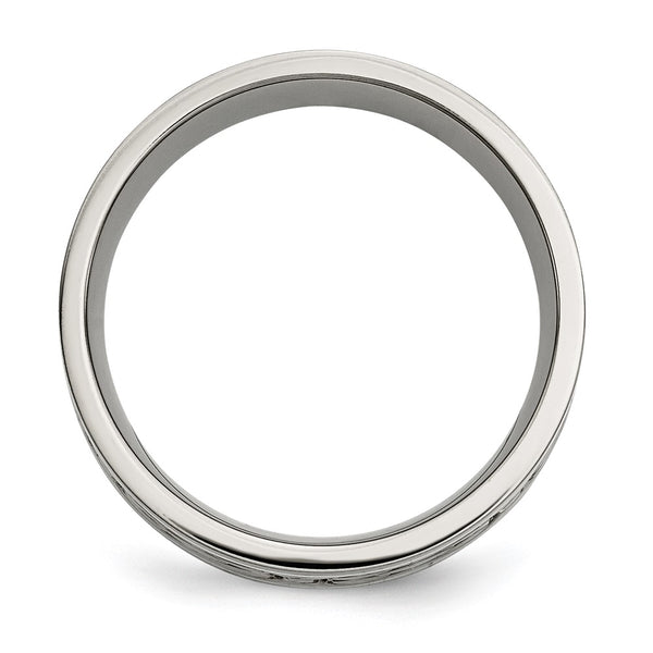 8mm Titanium Chisel Band with Sterling Silver Inlay - Celtic Knot