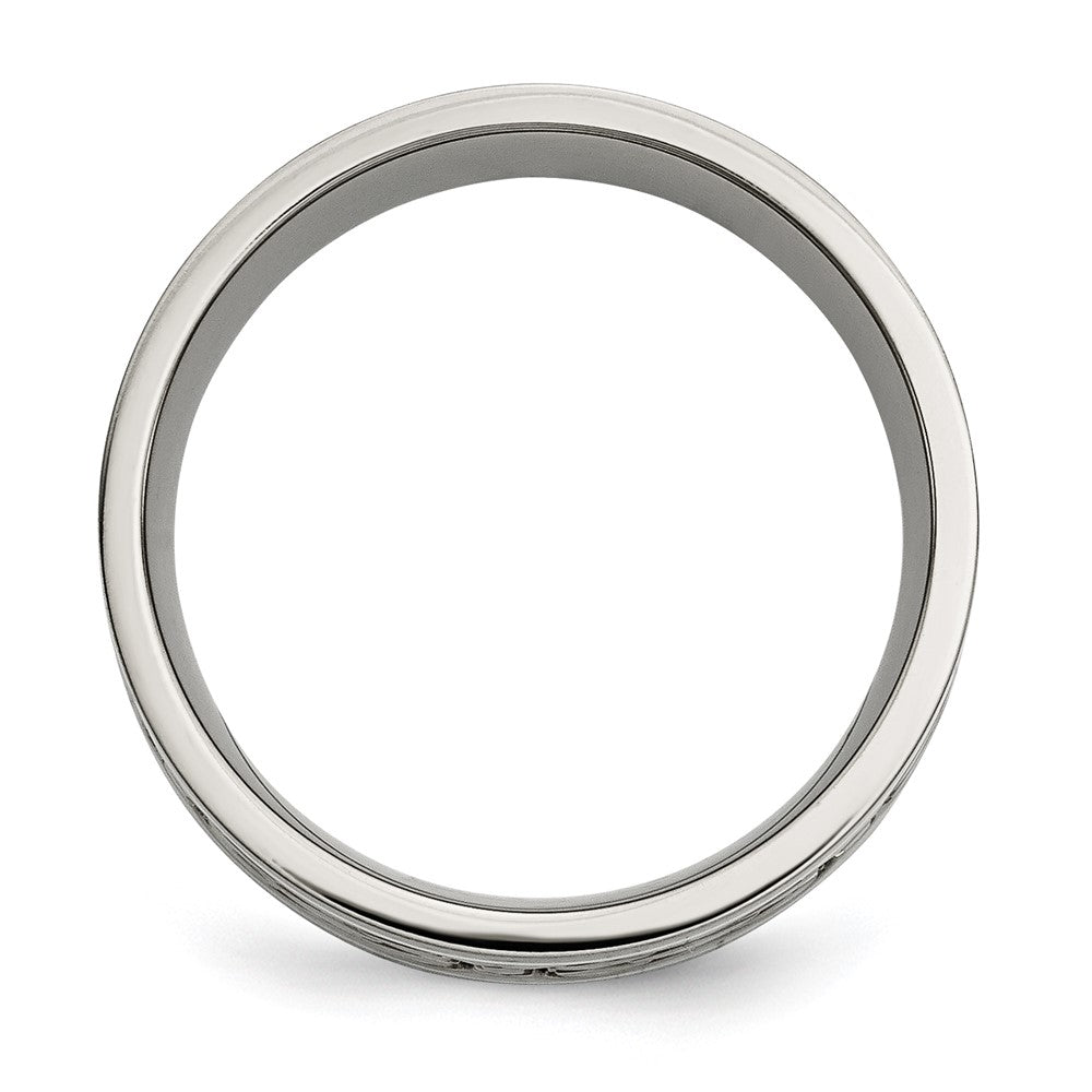 Buy Stylish Celtic Knot 8mm Flat Band - Polished Titanium & Silver Inlay
