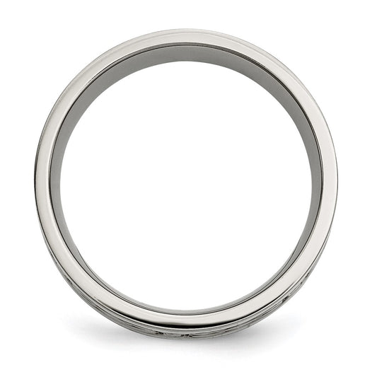 Buy Stylish Celtic Knot 8mm Flat Band - Polished Titanium & Silver Inlay