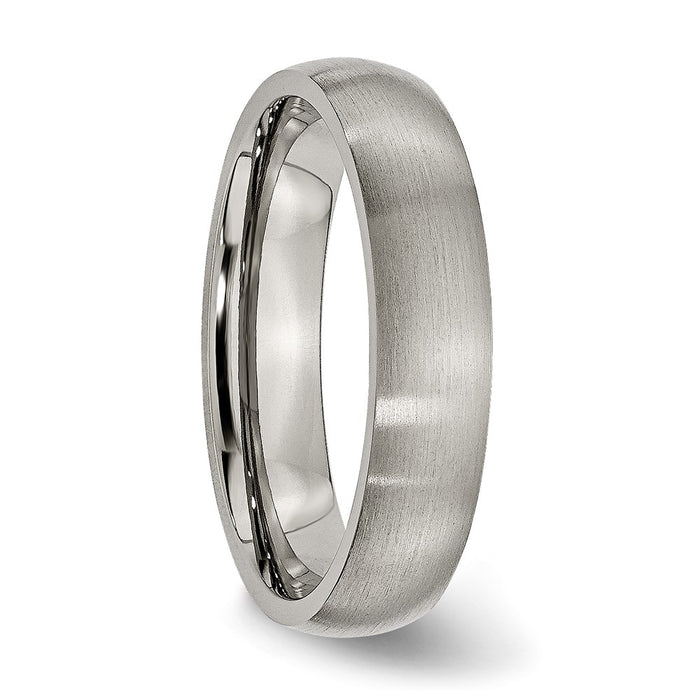 Buy Stylish Brushed Titanium 5mm Half-Round Chisel Band - Luxury Design-4