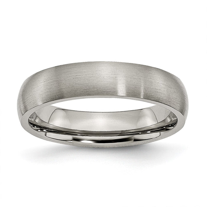 Buy Stylish Brushed Titanium 5mm Half-Round Chisel Band - Luxury Design-1