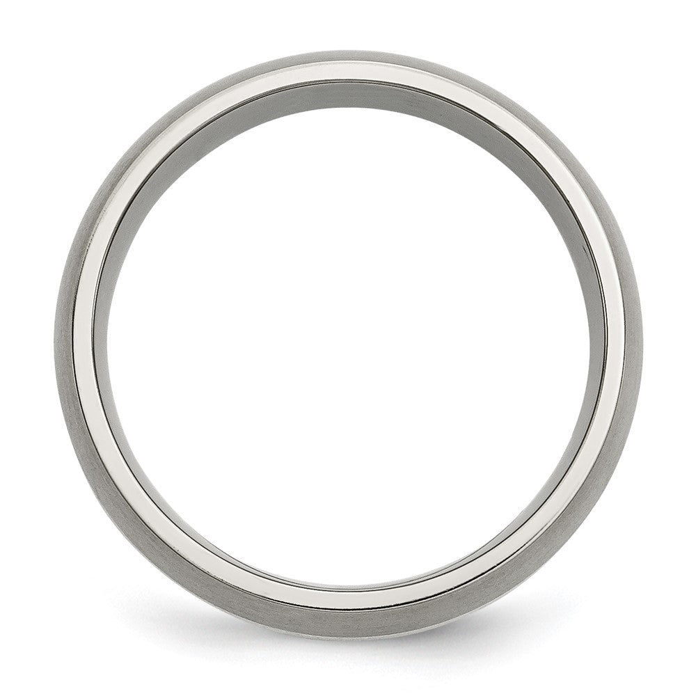 Buy Stylish 8mm Brushed Titanium Chisel Band with Sterling Silver Inlay