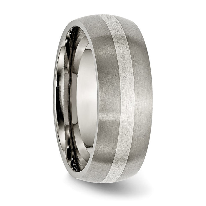 Buy Stylish 8mm Titanium Brushed Chisel Band with Sterling Silver Inlay-4
