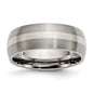 Buy Stylish 8mm Brushed Titanium Chisel Band with Sterling Silver Inlay-7