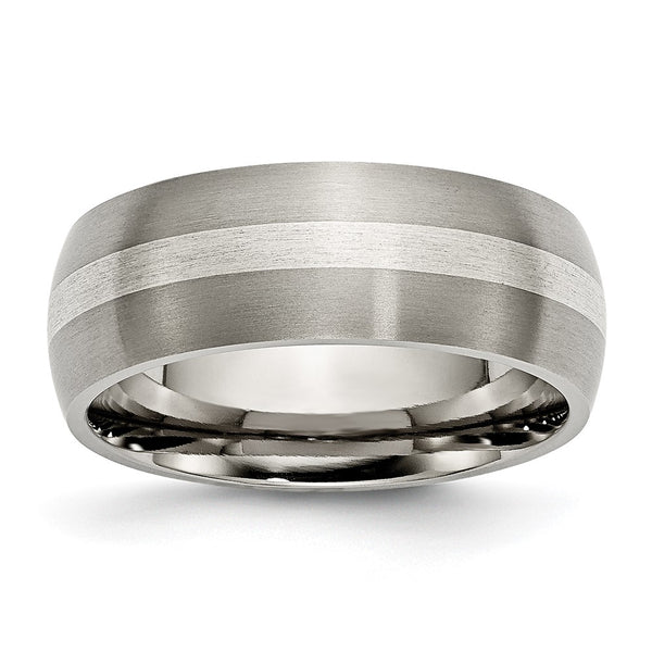 8mm Titanium Chisel Band with Sterling Silver Inlay