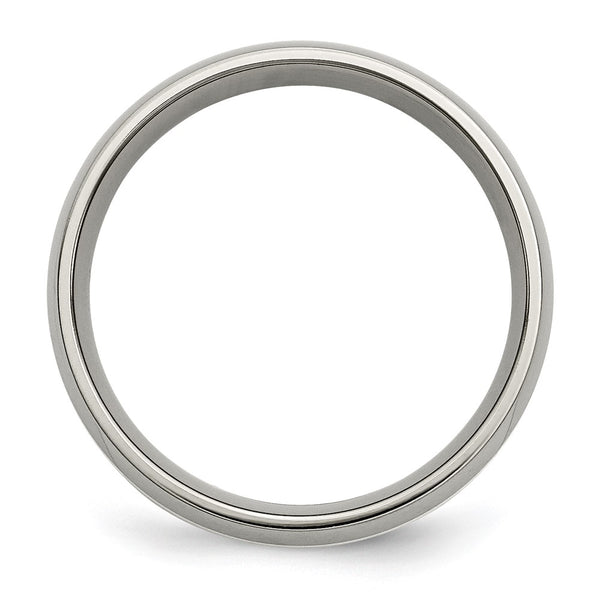 Polished Titanium Chisel Band with Sterling Silver Inlay - 6mm Width