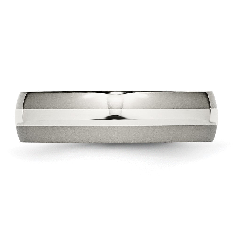 Buy Stylish 6mm Titanium Chisel Band with Silver Inlay - Affordable Luxury