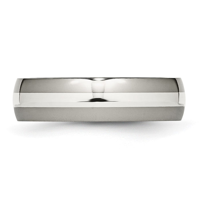 Exclusive 6mm Polished Titanium Chisel Band with Silver Inlay - Stylish Value-3