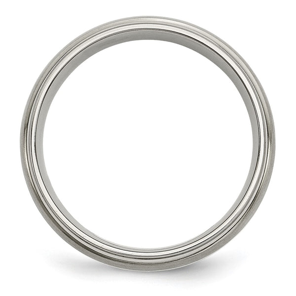 6mm Brushed Titanium Chisel Band with Sterling Silver Inlay - Style GR1-1026466