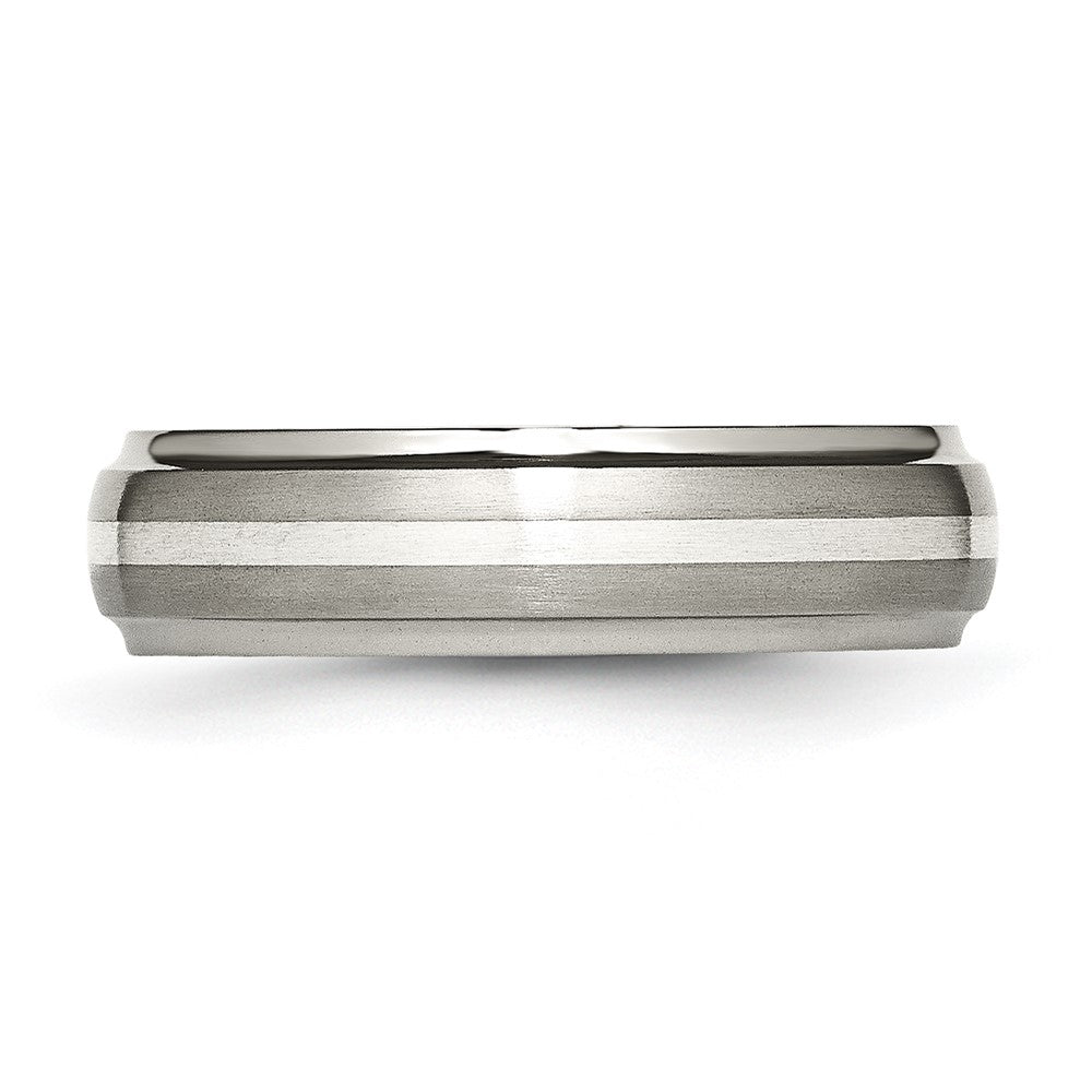 Buy High-Quality 6mm Titanium Chisel Band with Sterling Silver Inlay - Stylish Design