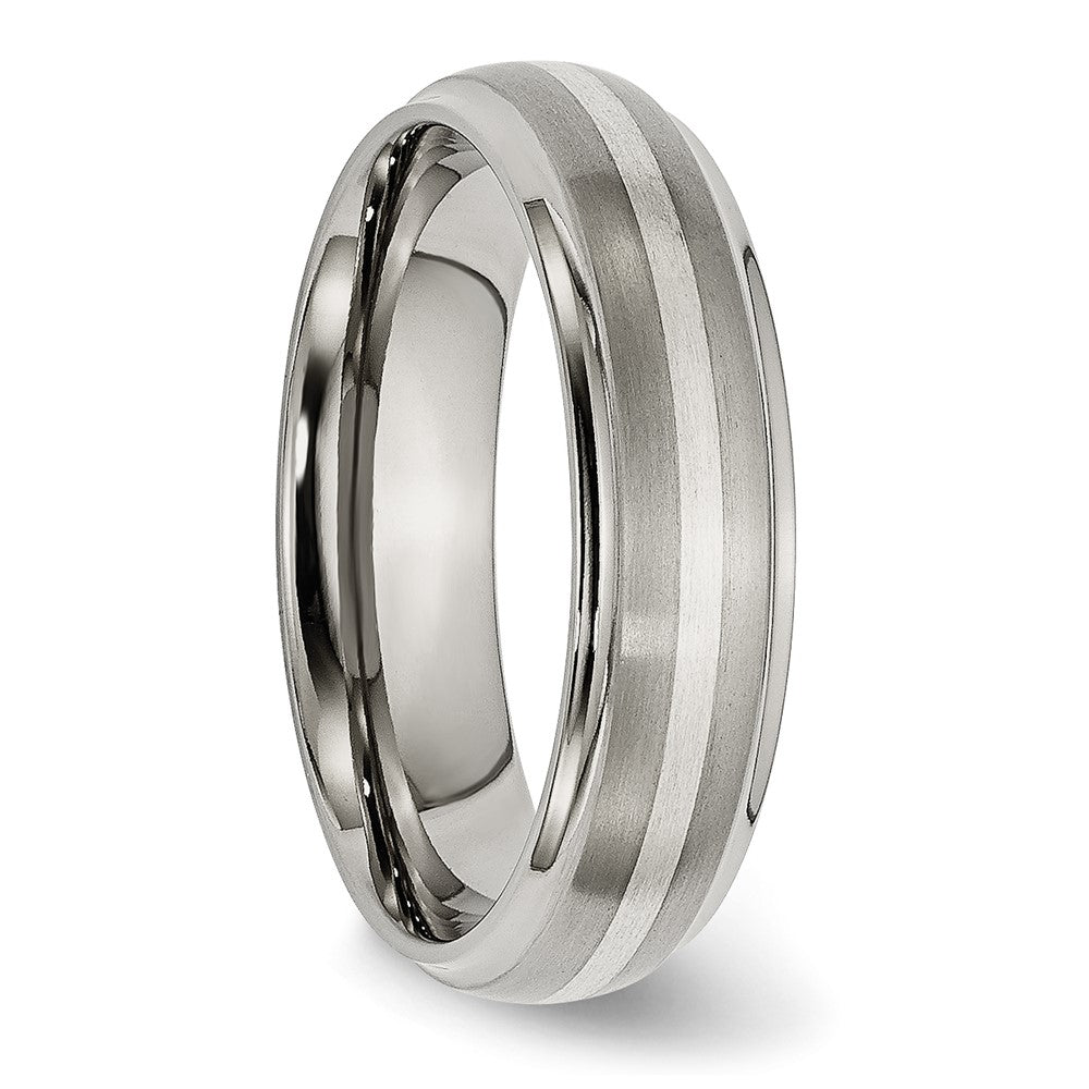 Buy High-Quality 6mm Titanium Chisel Band with Sterling Silver Inlay - Stylish Design