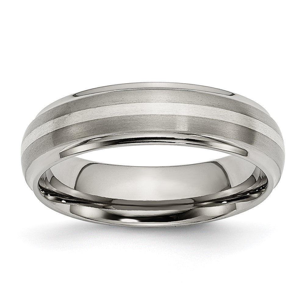 Buy High-Quality 6mm Titanium Chisel Band with Sterling Silver Inlay - Stylish Design