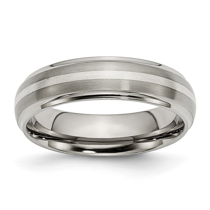 Buy High-Quality 6mm Titanium Chisel Band with Sterling Silver Inlay - Stylish Design-1