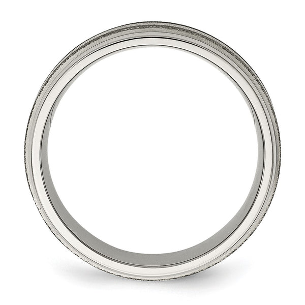 Chiseled Titanium Band with Sterling Silver Inlay
