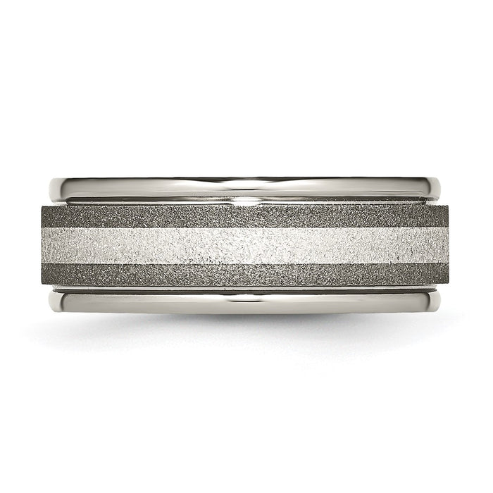 High-Quality Chiseled Titanium Band w/ 14K Gold Inlay - Stylish & Durable-3