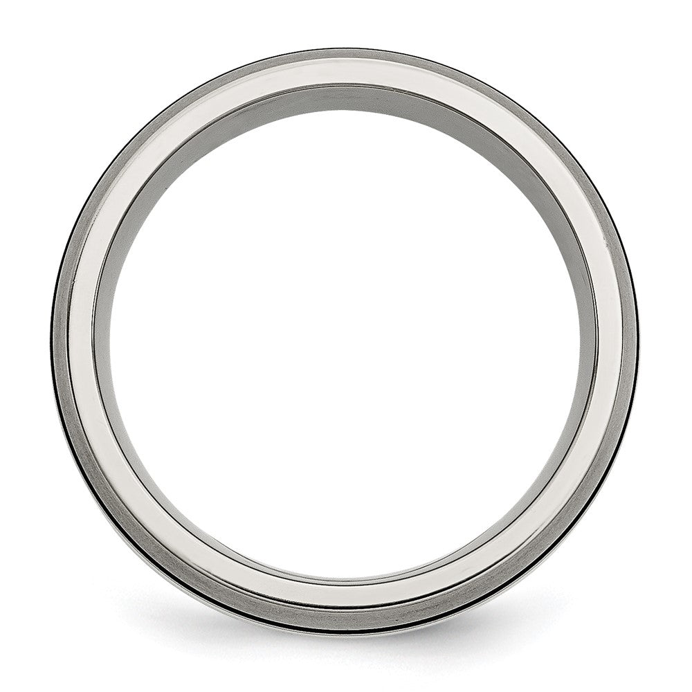 Buy Stylish 8mm Antiqued Titanium Chisel Band with Sterling Silver Inlay