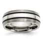 Buy Stylish Antiqued 8mm Chisel Titanium Band with Sterling Silver Inlay-11