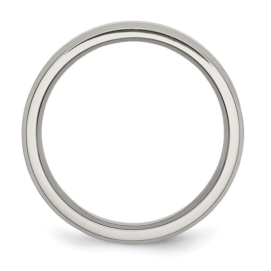 Exclusive 6mm Brushed & Polished Titanium Beveled Edge Band - Stylish Value