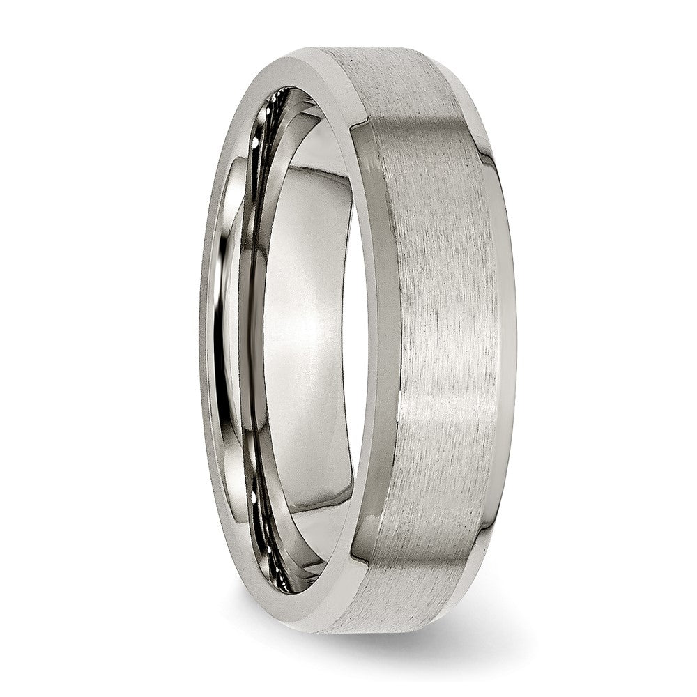Exclusive 6mm Brushed & Polished Titanium Beveled Edge Band - Stylish Value