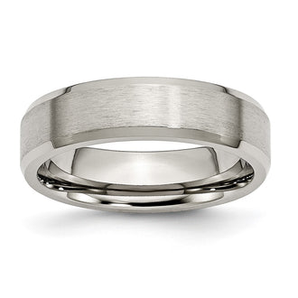 Buy Stylish 6mm Chiseled Titanium Beveled Edge Band - Affordable Elegance!
