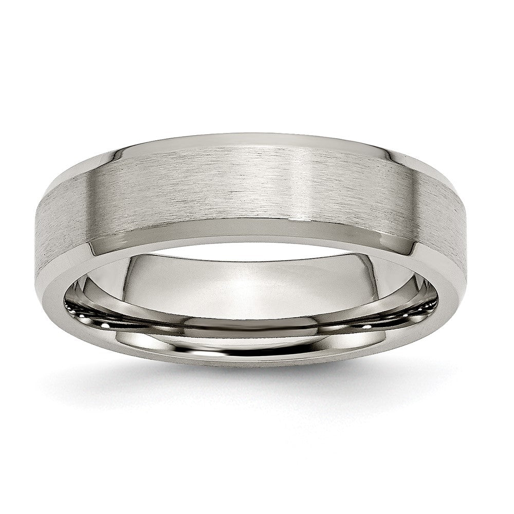 Exclusive 6mm Brushed & Polished Titanium Beveled Edge Band - Stylish Value