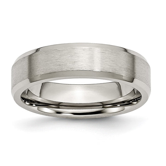 Exclusive 6mm Brushed & Polished Titanium Beveled Edge Band - Stylish Value