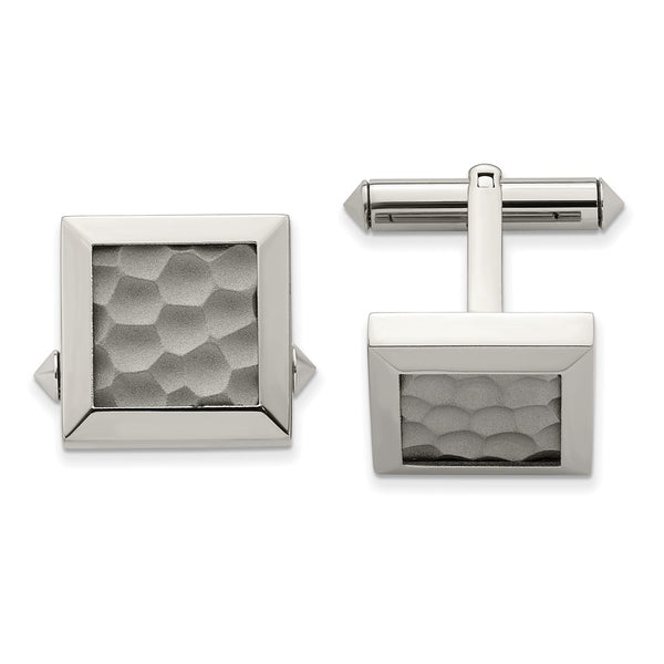 Chisel Polished & Hammered Titanium Cuff Links