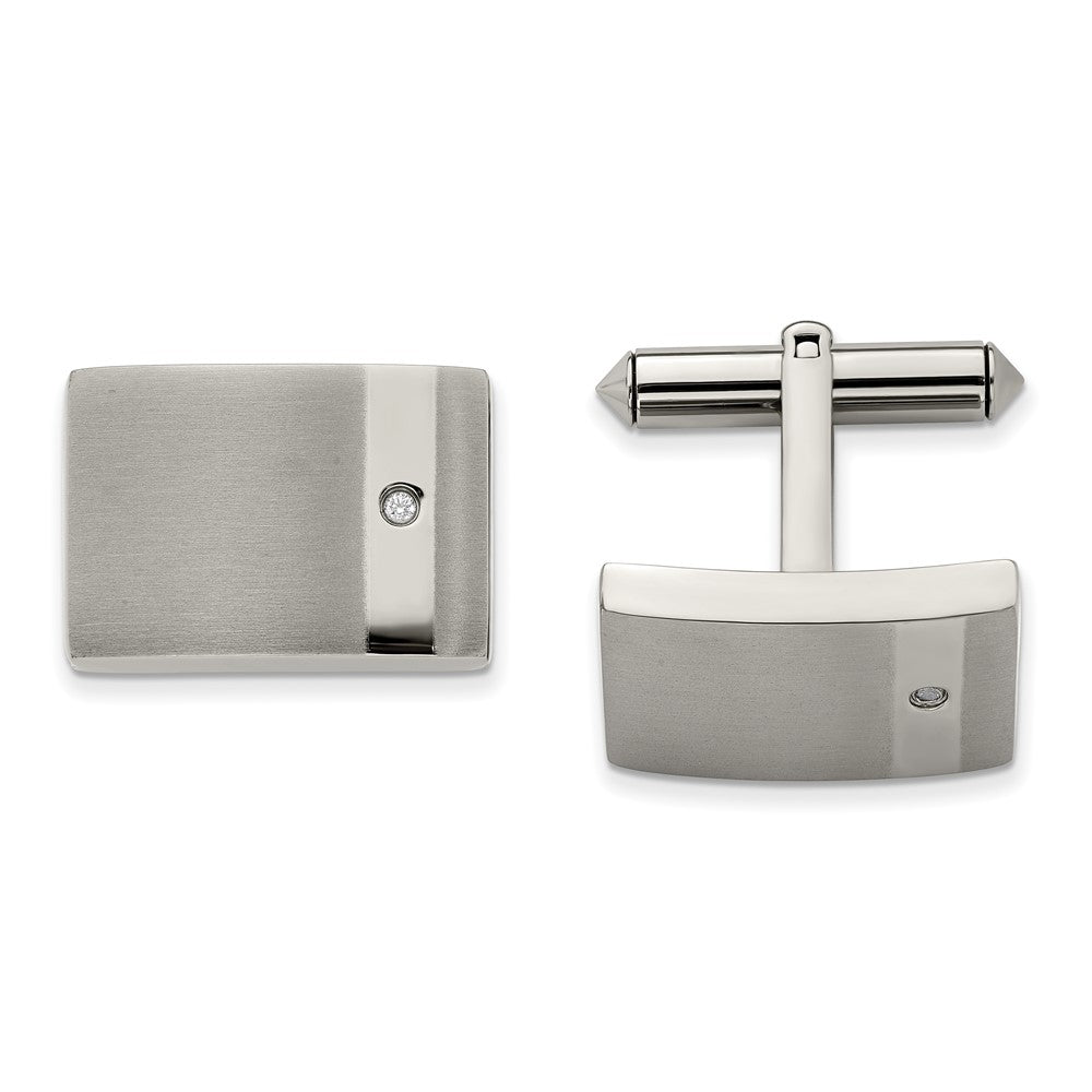 High-Quality Chiseled Titanium Cufflinks | Stylish CZ Accents & Finish
