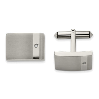 High-Quality Chiseled Titanium Cufflinks | Stylish CZ Accents & Finish