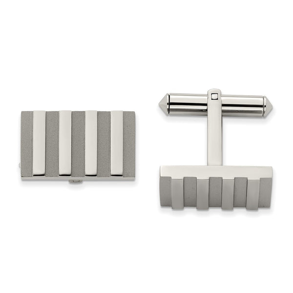 Chisel Titanium Cufflinks - Brushed Polished Stripes