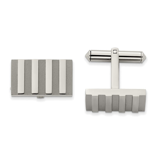 Exclusive Chisel Titanium Cufflinks - Stylish Brushed & Polished Stripes