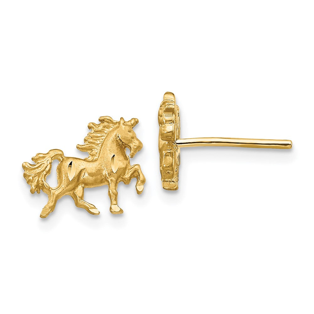 Buy 14K Diamond-Cut Unicorn Stud Earrings - Stylish .85mm Satin Finish