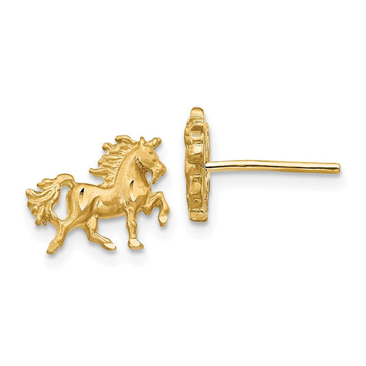 Buy 14K Diamond-Cut Unicorn Stud Earrings - Stylish .85mm Satin Finish