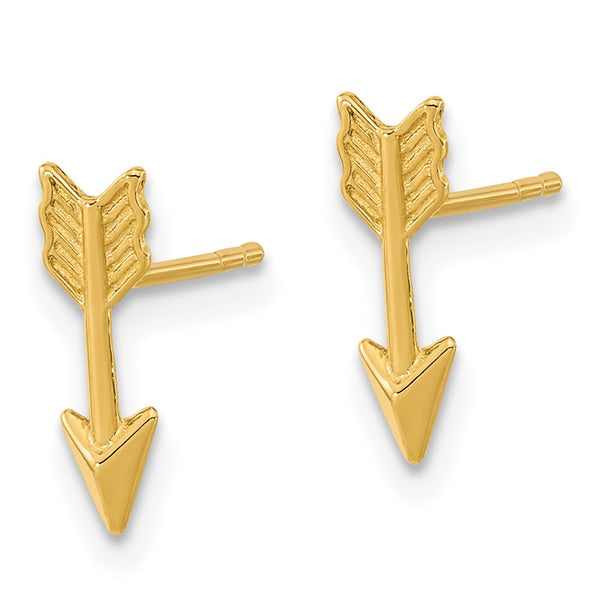 14K Gold Shiny Arrow Stud Earrings