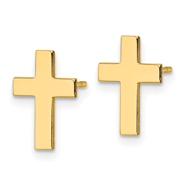 14K Gold Polished Cross Earrings - Style GR1-1019885