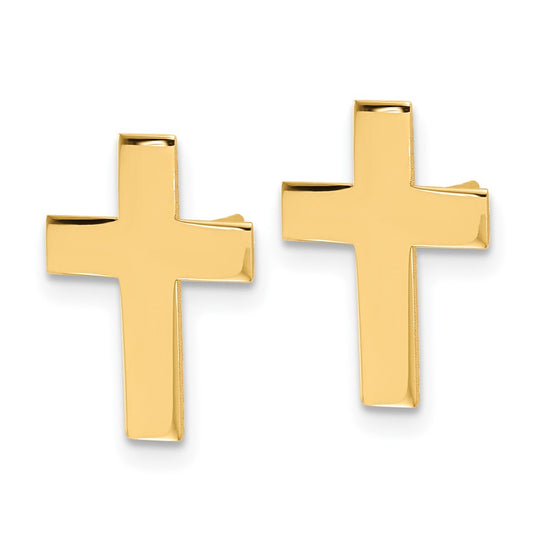 Exclusive 14K Gold Polished Cross Earrings - Stylish & Affordable Design