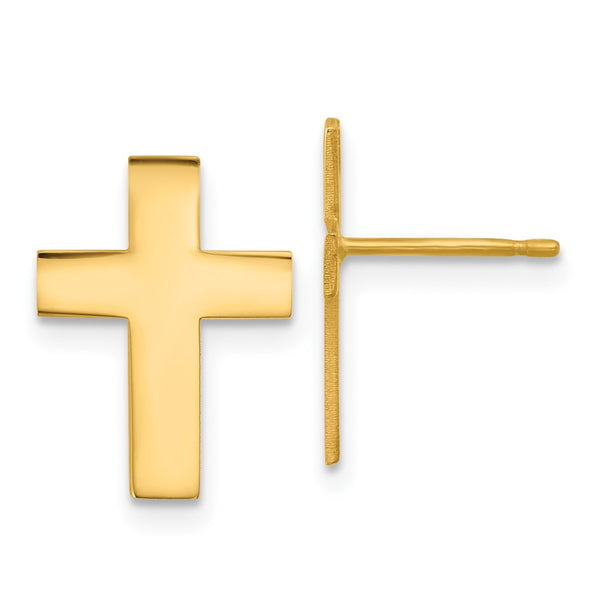 14K Gold Polished Cross Earrings - Style GR1-1019889