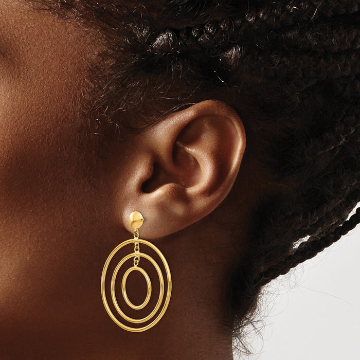 Shop 14K Gold Elegant Circle Dangle Post Earrings - Stylish & Affordable Luxury-3