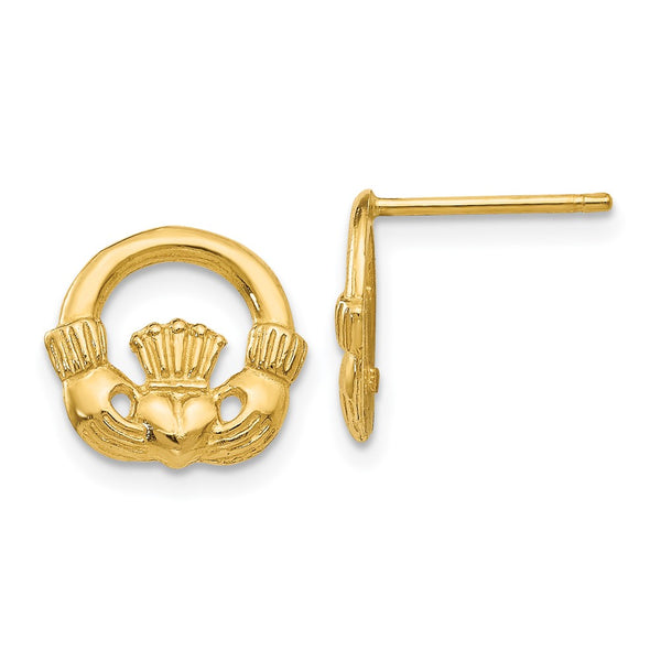 14K Gold Claddagh Stud Earrings - Style GR1-1019893