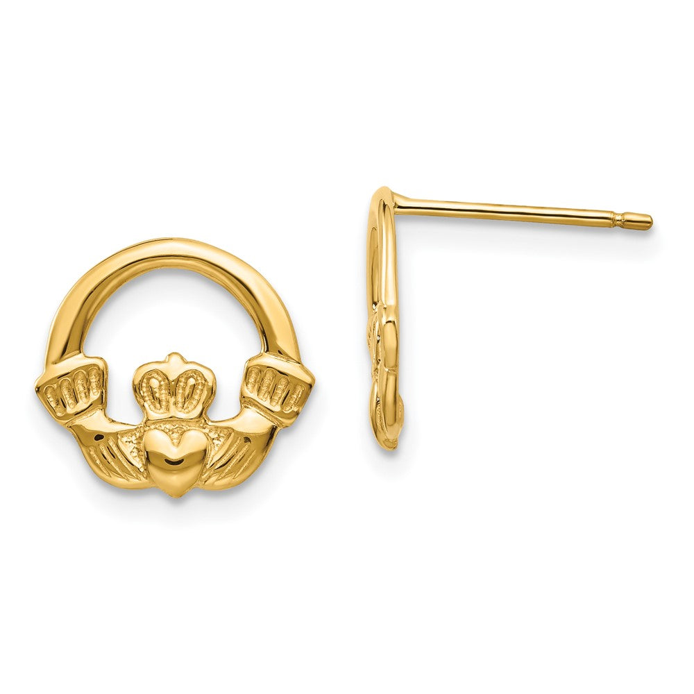 Buy Stylish 14K Gold Claddagh Stud Earrings - 0.85mm, Luxury Design & Value