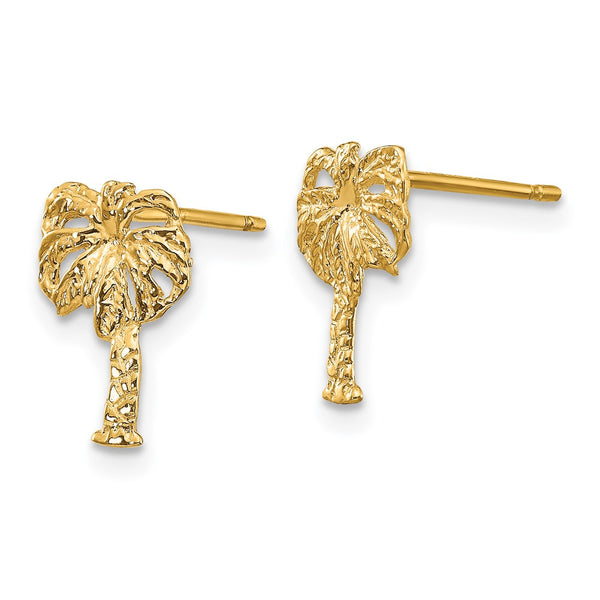 14K Gold Palm Tree Stud Earrings - Style GR1-1011841