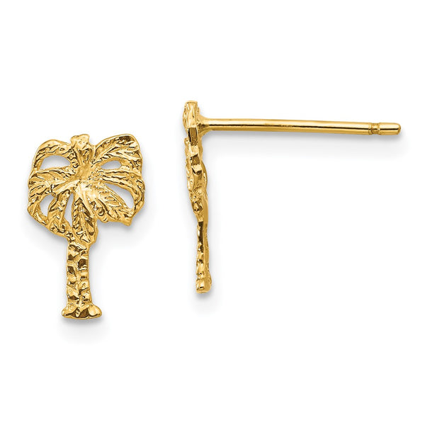 14K Gold Palm Tree Stud Earrings - Style GR1-1011841