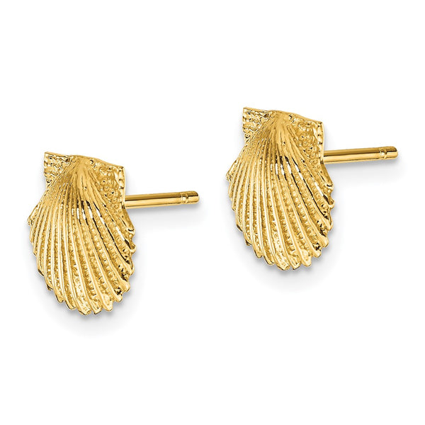 14K Gold Scallop Shell Stud Earrings - Style GR1-1019900